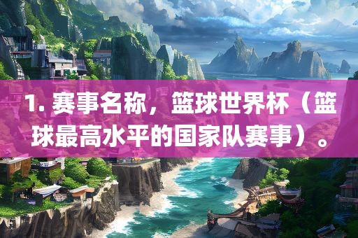 1. 赛事名称，篮球世界杯（篮金炬实业股份有限公司球最高水平的国家队赛事）。