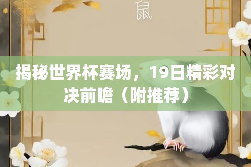 揭秘世界杯赛场，19日精彩对决前瞻（附推荐）金炬实业股份有限公司