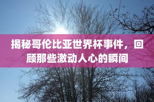 揭秘哥伦比亚世界杯事件，回顾那些激动人心的瞬间