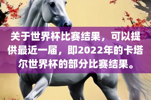 关于世界杯比赛结果，可以提供最近一届，即2022年的卡塔尔世界杯的部分比赛结果。