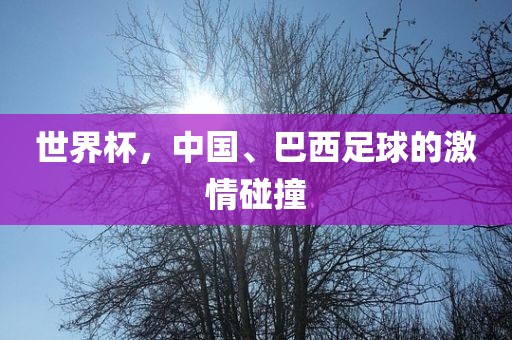 世界杯，中国、巴西足球的激金炬实业股份有限公司情碰撞