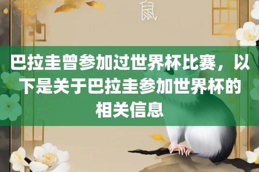巴拉圭曾参加过世界杯比赛，以下是关于巴拉圭参加世界杯的相关信息金炬实业股份有限公司
