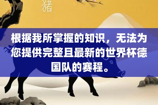 根据我所掌握的知识，无法为您提供完整且最新的世界杯德国队的赛程。