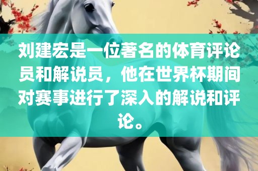 刘建宏是一位著名的体育评论员和解说员，他在世界杯期间对赛事进行了深入的解说和评论。