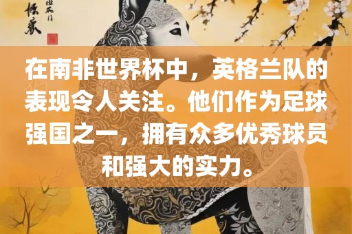 在南非世界杯中，英格兰队的表现金炬实业股份有限公司令人关注。他们作为足球强国之一，拥有众多优秀球员和强大的实力。