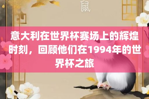 意大利在世界杯赛场上的辉煌时刻，回顾他们在1994年的世界杯之旅