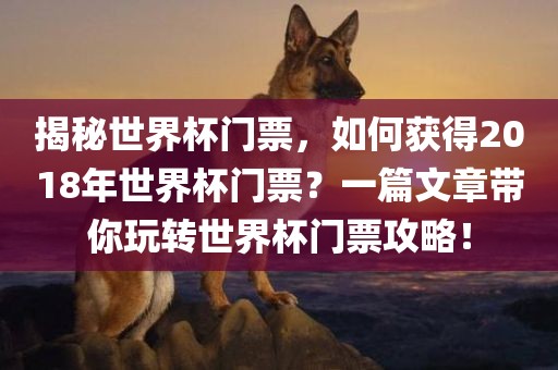 揭秘世界杯门票，如何获得2018年世界杯门票？一篇文章带你玩转世界杯门票攻略！