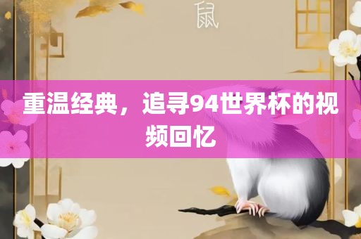 重温经典，追寻94世界杯的视频回忆