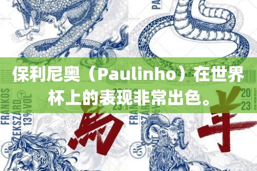 保利尼奥（Paulinho）在世界杯上的表现非常出色。金炬实业股份有限公司