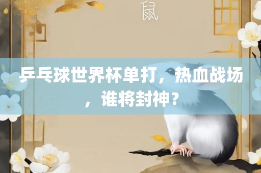乒乓球世界杯单打，热血战场，谁将封神？金炬实业股份有限公司