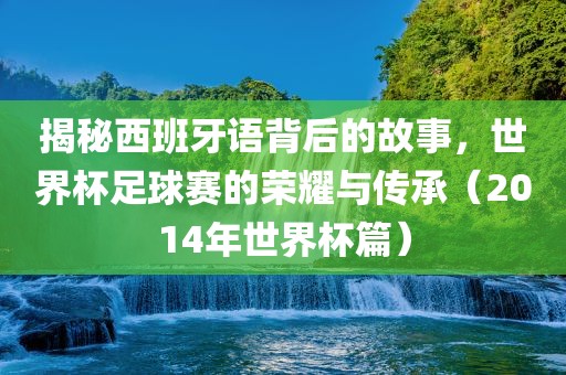 揭秘西班牙语背后的故事，世界杯足球赛的荣耀与传承（2014年世界杯篇）