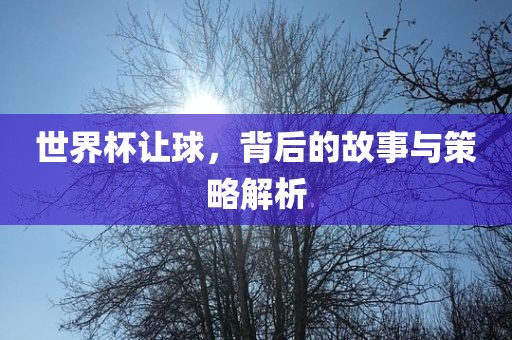 世界杯让球，背后的故事与策略解析