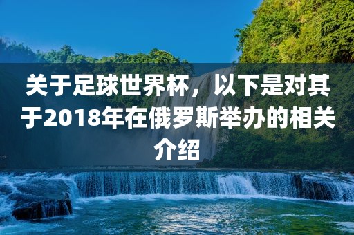 关于足球世界杯，以下是对其于2018年在俄罗斯举办的相关介绍金炬实业股份有限公司