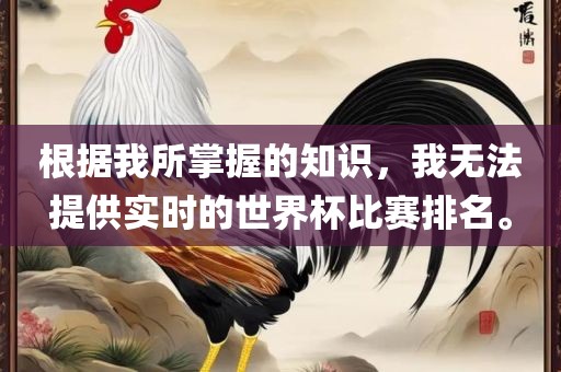 根据我所掌握的知识，我无法提供实时的世界杯比赛排名。