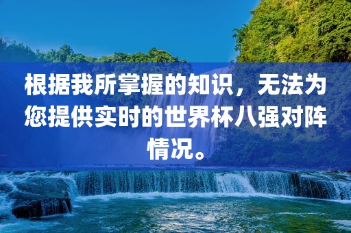 根据我所掌握的知识，无法为您提供实时的世界杯八强对阵情况。