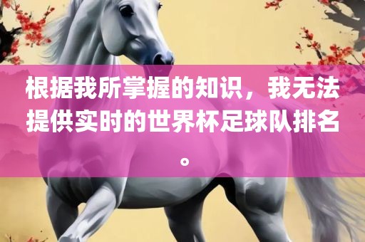 根据我所掌握的知识，我无法提供实时的世界杯足球队排名。