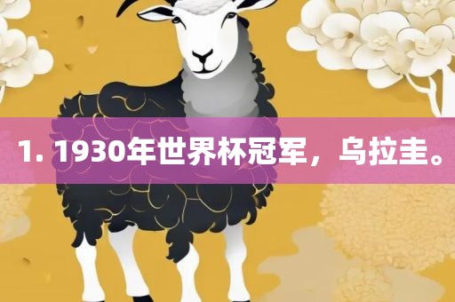 1. 1930年世界杯冠军，乌拉圭。