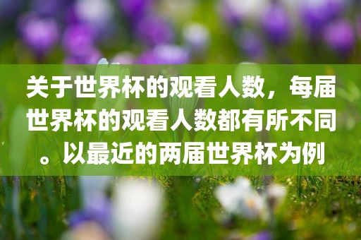 关于世界杯的观看人数，每届世界杯的观看人数都有所不同。以最近的两届世界杯为例