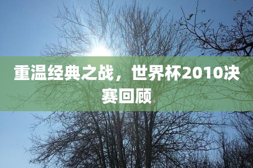 重温经典之战，世界杯2010决赛回顾
