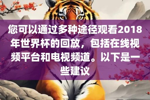 您可以通过多种途径观看2018年世界杯的回放，包括在线视频平台和电视频道。以下是一些建议