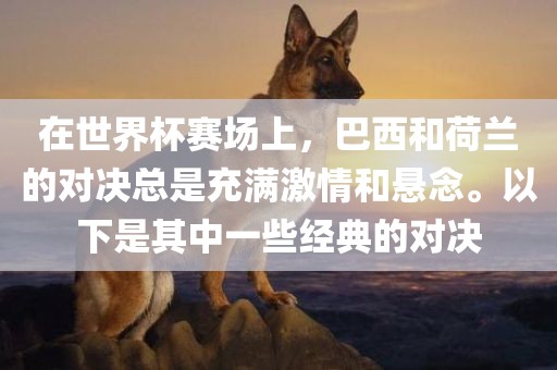 在世界杯赛场上，巴西和荷兰的对决总是充满激情和悬念。以下是其中一些经典的对决金炬实业股份有限公司