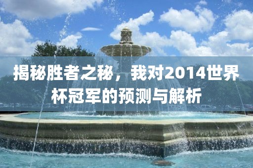 揭秘胜者之秘，我对2014世界杯冠军的预测与解析
