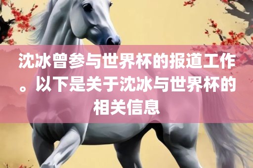 沈冰曾参与世界杯的报道工作。以下是关于沈冰与世界杯的相关信息