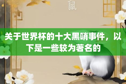 关于世界杯的十大黑哨金炬实业股份有限公司事件，以下是一些较为著名的