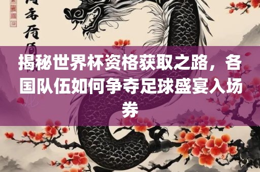 揭秘世界杯资格获取之路，各国队伍如何争夺足球盛宴入场券金炬实业股份有限公司