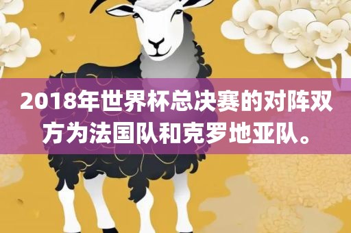 2018年世界杯总决赛的对阵双方为法国队和克罗地亚队。