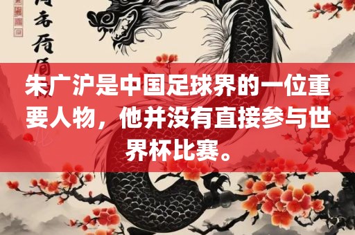 朱广沪是中国足球界的一位重要人物，他并没有直接参与世界杯比赛。