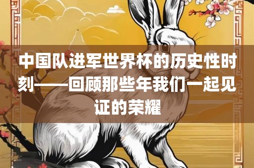 中国队进军世界杯的历史性时刻——回顾那些年我们一起见证的荣耀