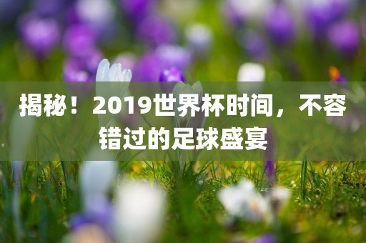 揭秘！2019世界杯时间，不容错过的足球盛宴