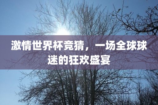 激情世界杯竞猜，一场全球球迷的狂欢盛宴