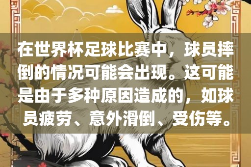 在世界杯足球比赛中，球员摔倒的情况可能会出现。这可能是由于多种原因造成的，如球员疲劳、意外滑倒、受伤等。金炬实业股份有限公司